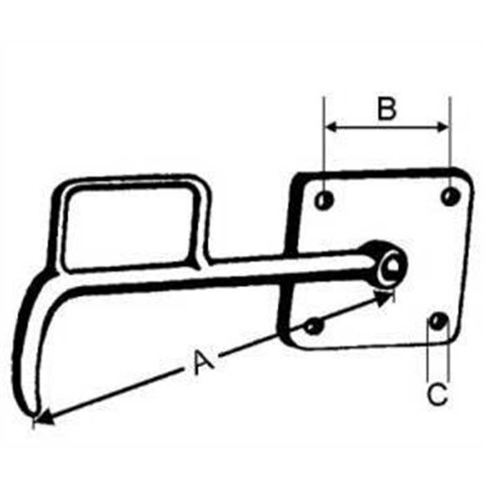 Crochet de ridelle longueur 165mm gauche