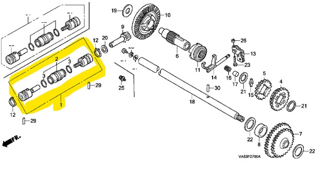 Cardan complet UM536-UM21, 22100-VA8-003, 22100-VA8-004