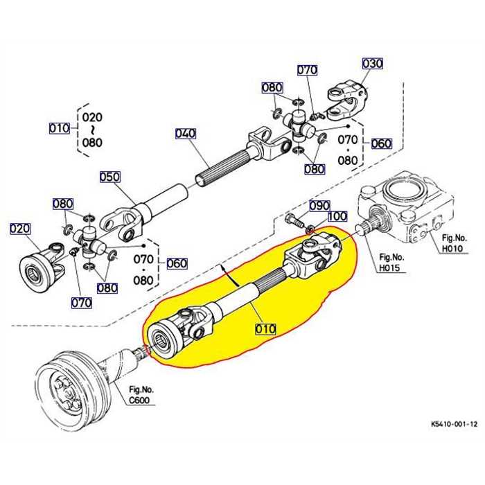 Cardan complet KUBOTA G18-G21, K541032030, K5410-3203-0