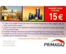 Carte de caution bonbonne de gaz primagaz 15 euros, PRIMAGAZ CAUTION 15, CAUTION15 bonbonne verte