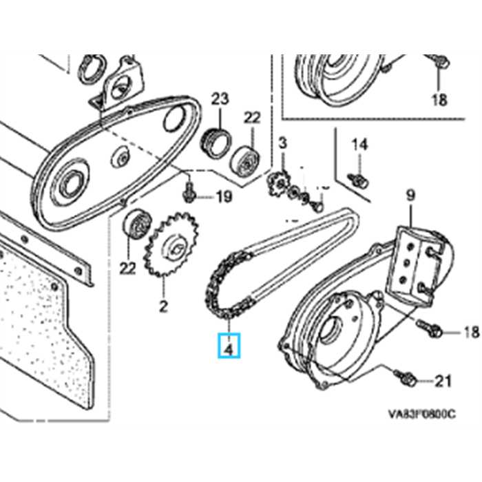  Chaine de transmission UM21-UM2160-UM536 35dha-52 52e, 23861VA8003, 23861-VA8-003