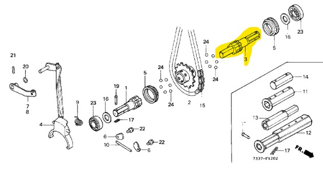 Arbre de roue droit HONDA F420-f510-f560, 23371-734-800, 23371734800