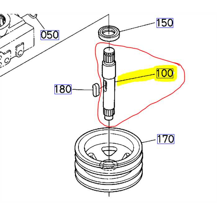 Arbre central de plateau de coupe KUBOTA rck48 grec2, K541071270, K5410-7127-0