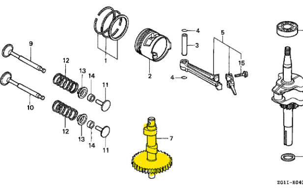 Arbre a cames HONDA GV100, 14100-ZG1-U10