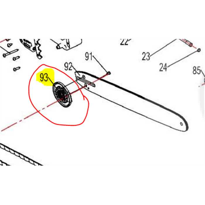 Commande de tendeur de chaine laterale tronconneuse Lazer lzcs2040, LZCS204093, LZCS2040-93