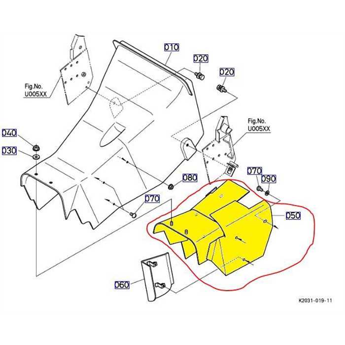 Conduit canal evacuation herbe KUBOTA GZD, K2031-5715-0, K203157150