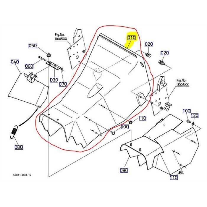 Conduit évacuation herbe KUBOTA GZD15-GZD21, K2011-5711-4, K201157114, K2011-57112, K2011-5711-2, K201157112