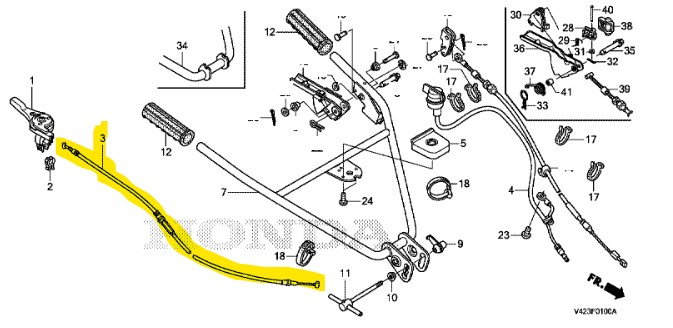 Cable de gaz Honda FJ500, 17910-V42-000, 17910V42000