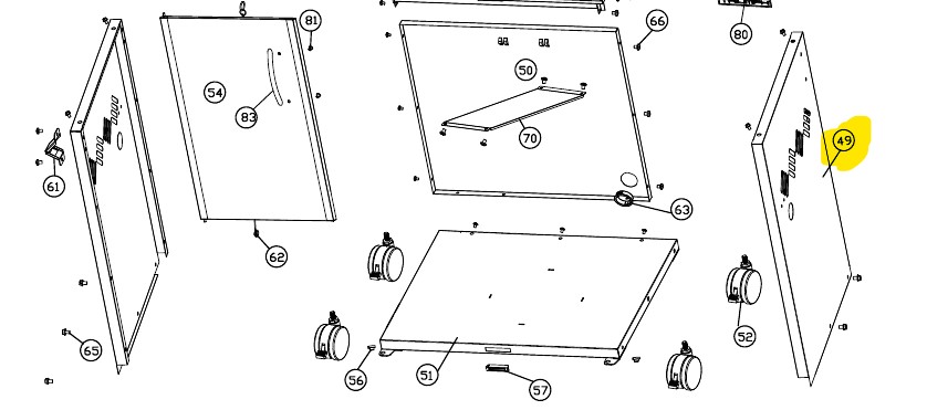 Panneau lateral Barbecue Napoleon Triumph 325, Z476-0001-GYSG-SER