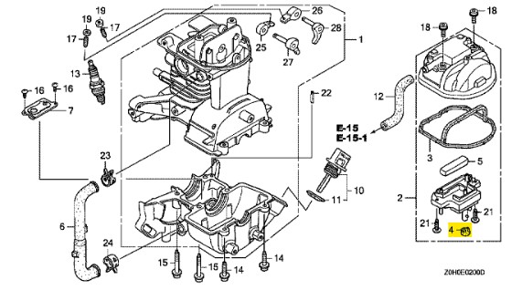 Pièce isolante couvercle tête Honda GX25, 12314-ZOH-300, 12314Z0H300