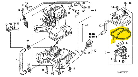 Joint étanche couvercle de tête Honda GX25, 12312-Z0H-300, 12312Z0H300