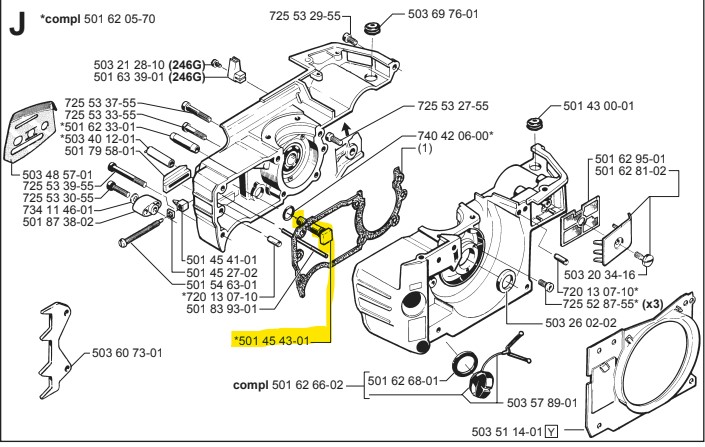 Ecrou frein de chaine Husqvarna 246, 5014543-01