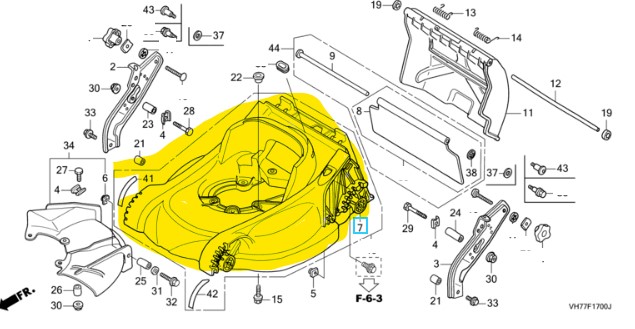 Chassis plastique Honda HRX537C5HY, 76111-VH7-070ZA, 76111VH7070ZA