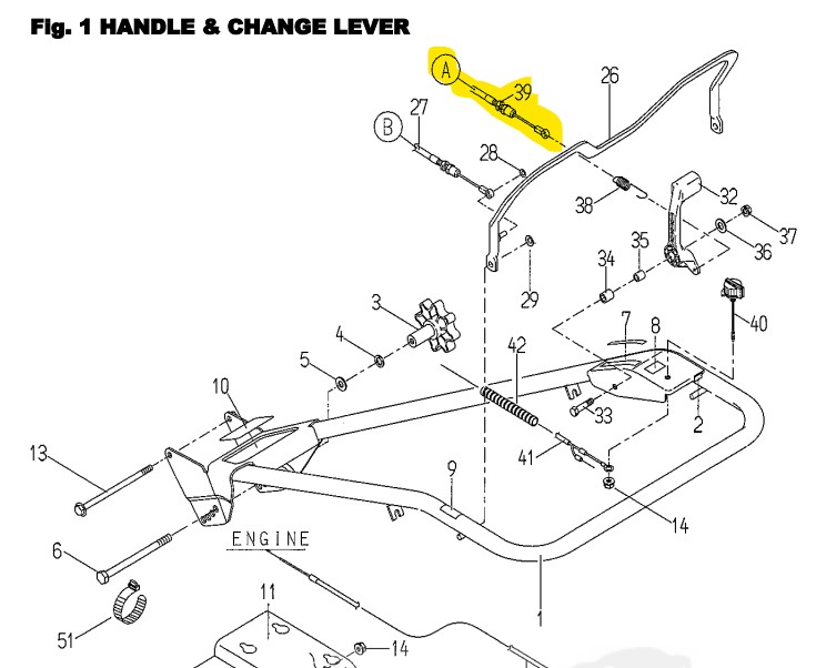 Cable différentiel Motoculteur Orec SF60E, 83-1260-938-00, 0016-73100