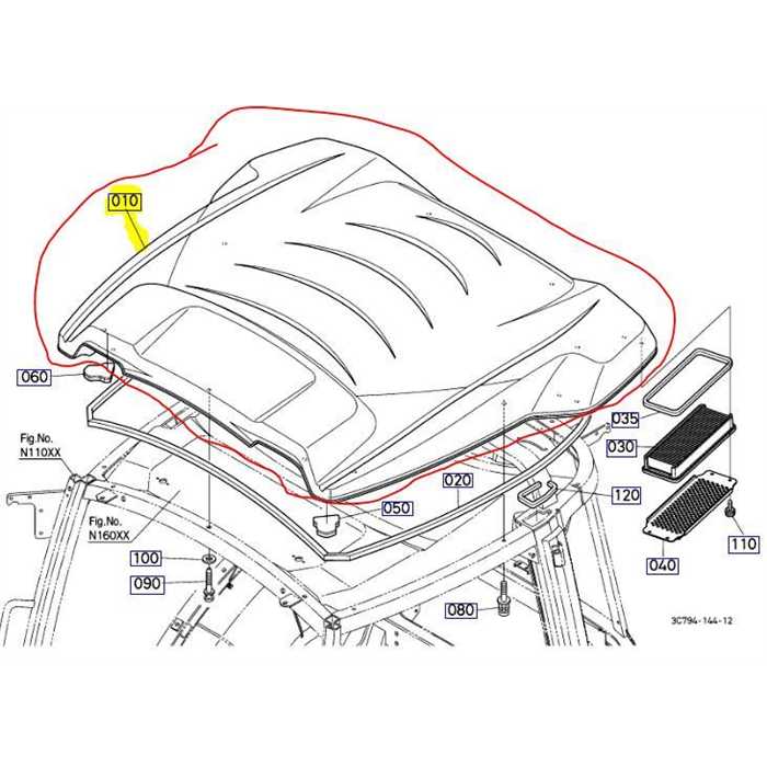 Coque de toit coté extérieur KUBOTA série M60 - M70 - M85 - M95, 3C58171512, 3C581-7151-2