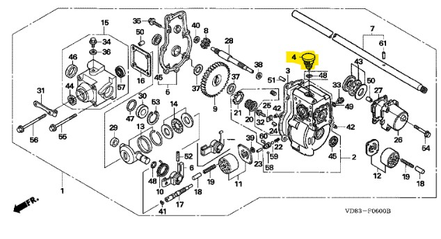 Chapeau comp. huile Honda HR2160/UM616, 21230-VD6-903, 21230VD6903