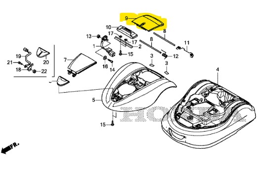 Couvercle de commande Honda Miimo 3000, 63306-VP9-000, 63306VP9000