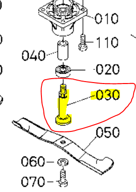 Axe de lame Kubota Z122R, K555934550, K5559-34550