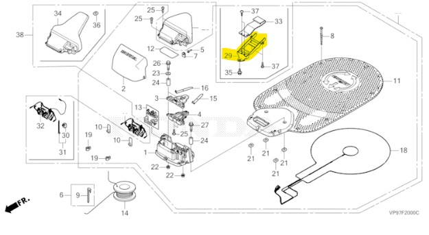 Base sup Fiche charge Honda Miimo 3000, 31229-VP9-A10, 31229VP9A10