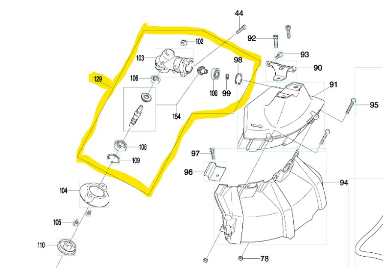 Renvoi d'angle Makita EM2600U - Dolmar MS27U, DA00000453, 671000453, 671.000.453