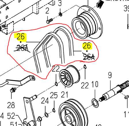 Courroie de pto ISEKI SXG23 SXG26 prix a la pièce, LB39, LB-39, 1728-334-013-00, 172833401300, 1728.334.013.00