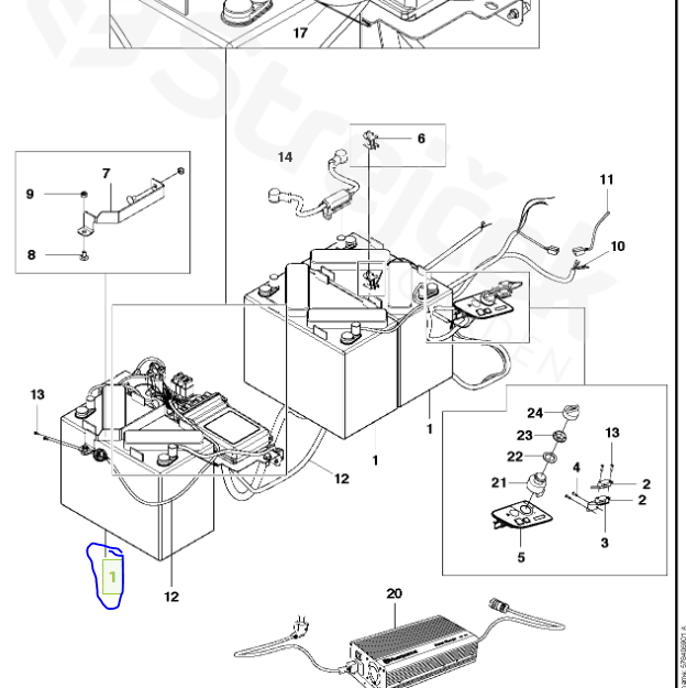 Batterie pour tracteur tondeuse husqvarna rider 85 electrique, 578151501, 5781515-01