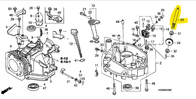 Arbre de commande Honda HRH536K3 HX, 23411-ZE7-010, 23411-ZE7-000, 23411ZE7010, 23411ZE7000