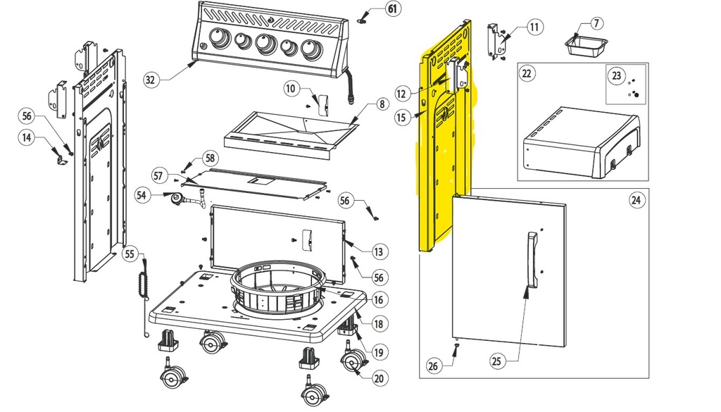 Panneau latéral droite ou gauche Napoleon RB425, N475-0607, N475-0607-GY1SG, N4750607GY1SG