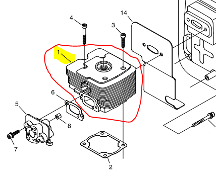 Cylindre Shindaiwa B530, A130-001780, A130001780, SIA130001780