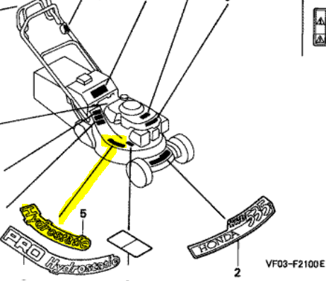 Autocollant HONDA HRD536 inscription -- Hydrostatique --, 87127-VA3-P02, 87127VA3P02