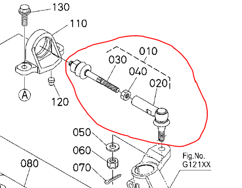 Rotule de direction complète KUBOTA RTV, K7561-16400, K756116400, K7611-16400, K761116400