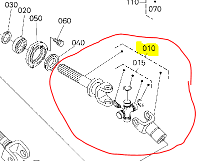 Arbre de transmission arrière Gauche KUBOTA RTV900, K7571-12323, K757112323