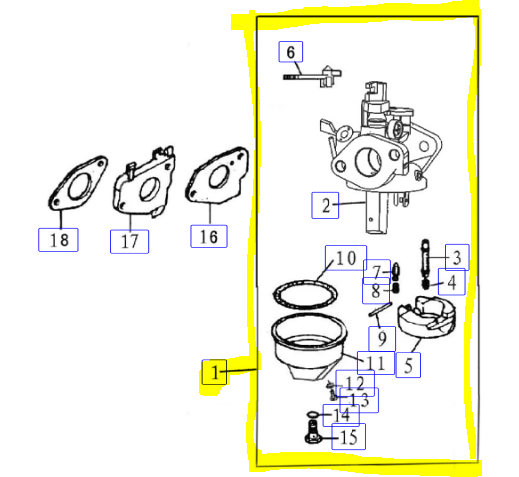 Carburateur complet LONCIN G270 - GTM GTS900, GZTE170020408-T090, GZTE170020408T090, 170020408-T090, GZTE170020408-0001, 170020408-0001, GZTE1700204080001