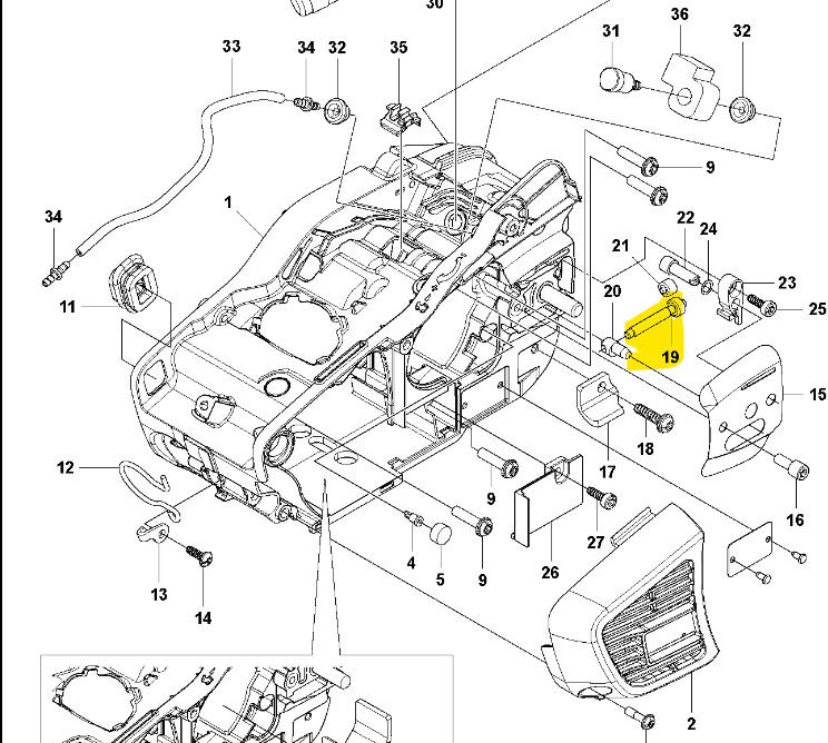 Vis sans fin Husqvarna T525, 5019043-01, 501904301, 732501904301