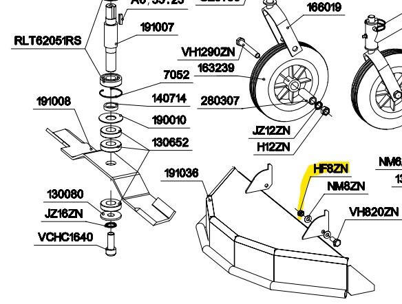 Ecrou frein H M 8 Z Recato 60, 11484, 3774, K300210801, RLHF8ZN