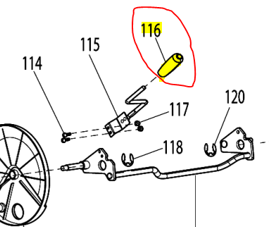 Poignée de levier relevage hauteur de coupe Makita PLM5113N2, DA00001058, 00001058