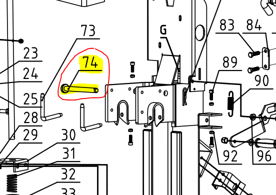 Tige verrouillage de vérin GTM GTL22000, MZLS86578900129Z00, 86578900129Z00, TIGE GTM 22000