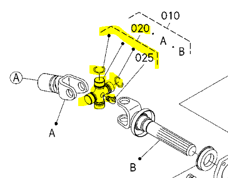 Kit croisillon de cardan arrière KUBOTA RTV1140, K7711-01250, K771101250