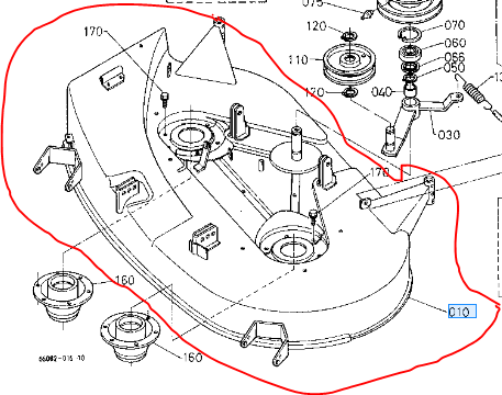 Plateau de coupe nu KUBOTA T1400H, 66071-61514, 6607161514, 66071-61516, 6607161516, 66071-61517, 6607161517