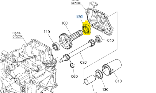 ROULEMENT de PTO KUBOTA BX2350, 6C040-14730, 6C04014730