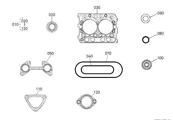 Kit joints culasse Kubota GR1600-2, 1G003-99353, 1G00399353, 1G003-9935-3