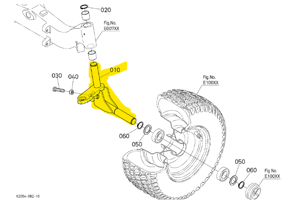 Pivot de fusée gauche Kubota G231HD, K2054-15160, K205415160, K2054-1516-0