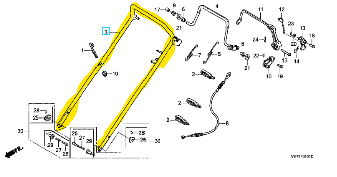 Guidon Honda HRX537CHYEA, 53110-VH7-E00ZA, 53110VH7E00ZA