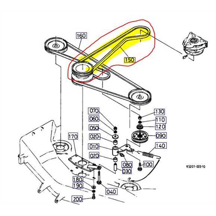 Courroie enclenchement de lame KUBOTA TG1860 - RCK48, K522151350, K5221-5135-0