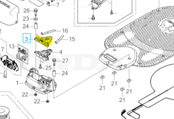 Couvercle sup. prise charge HRM3000, 31222-VP9-000