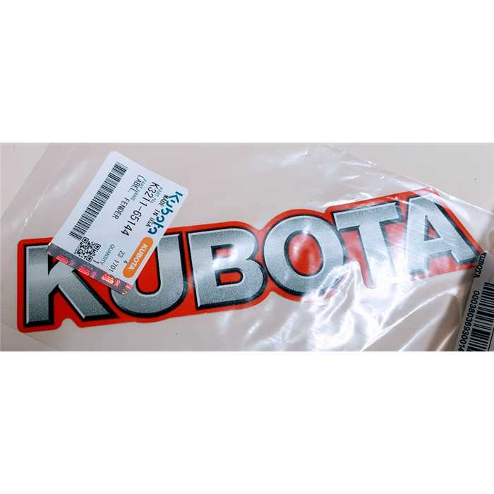 Autocollant label de capot indication ' KUBOTA ' GR1600-GR2120, K3211-6514-4, K3211-65143, K3211-6514-3, K321165143, K321165144