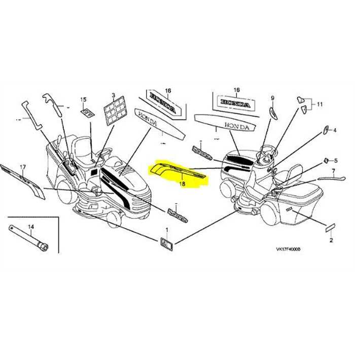 Autocollant Honda gauche HF2620, 87146 VK1 B10, 87146VK1B10