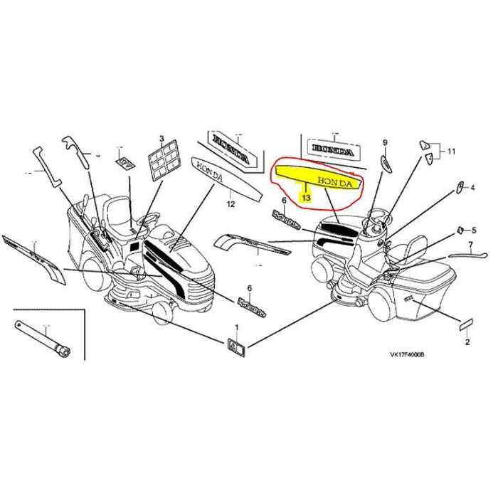 Autocollant de capot cà´té Gauche Honda HF2315HM, 80176VK1003, 80176-VK1-003