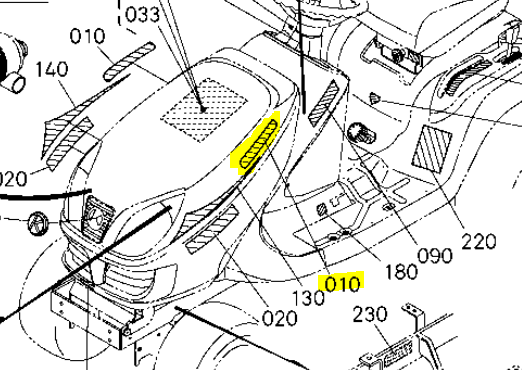 Autocollant de capot KUBOTA indication ' GR-2120 ', K127065130, K1270-65132, K127065130, K127065132