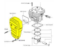 Échappement complet Husqvarna K950-K960-K970, 587631101, 503978301, 5838806.01, 5876311-01, 583880601, 5876311.01, 5838806-01, 5039783-01